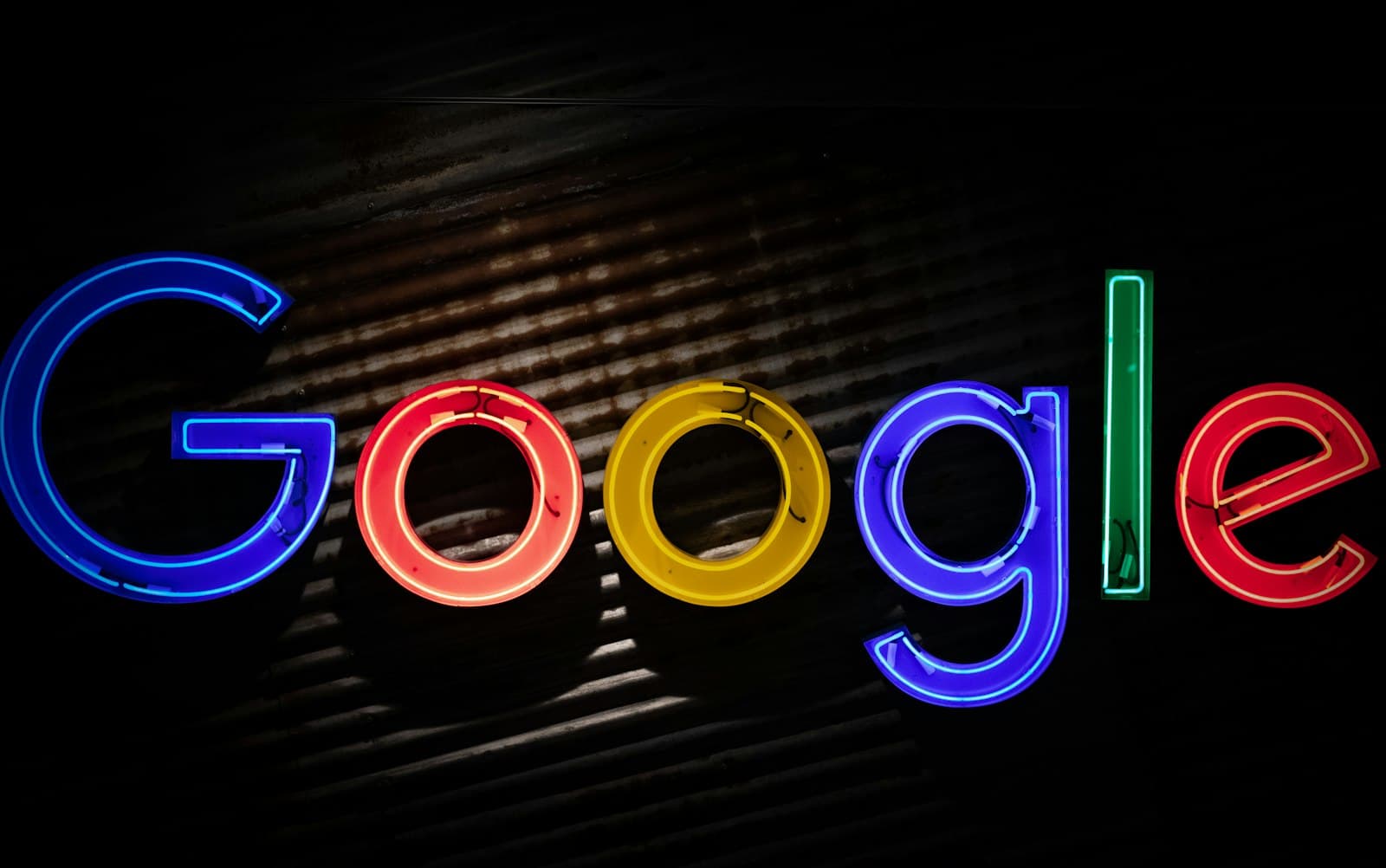 Neon Google sign representing search visibility