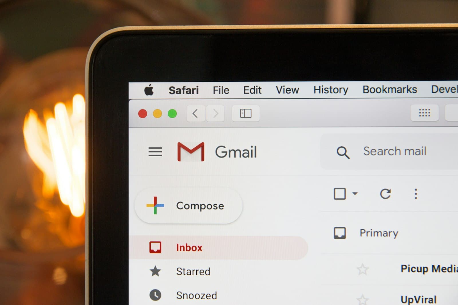 Laptop open to a Gmail inbox for email marketing