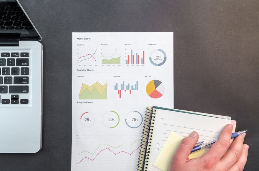 Analyst reviewing a transparent marketing report